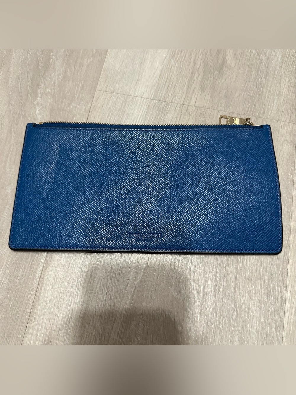 Coach Blue Leather Gold Zipper Wallet